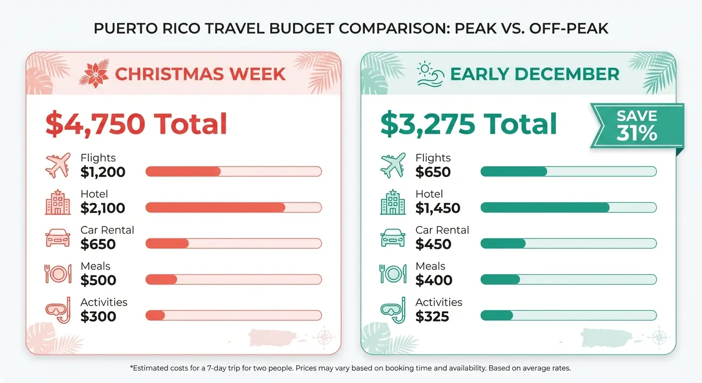 December Budget Comparison Infographic - Christmas Week vs Early December
