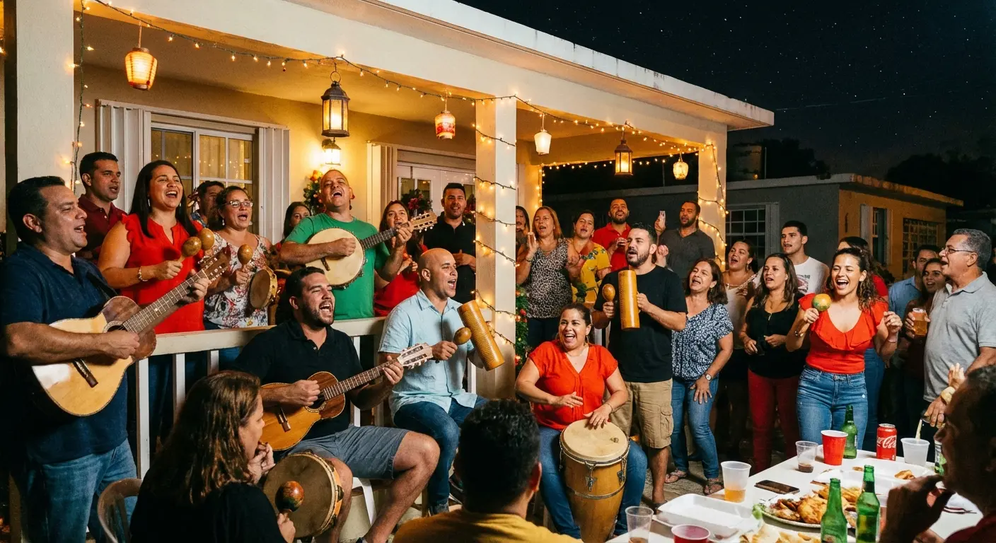 Puerto Rican parranda with traditional instruments